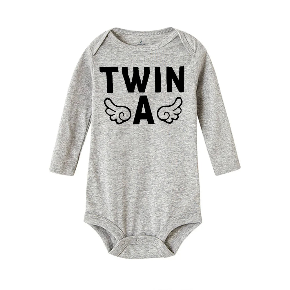4 Color Newborn Baby Bodysuits Twin Brothers Sisters Long Sleeve Comfortable Infant Jumpsuits Boys Grils Crawling Clothes Winter
