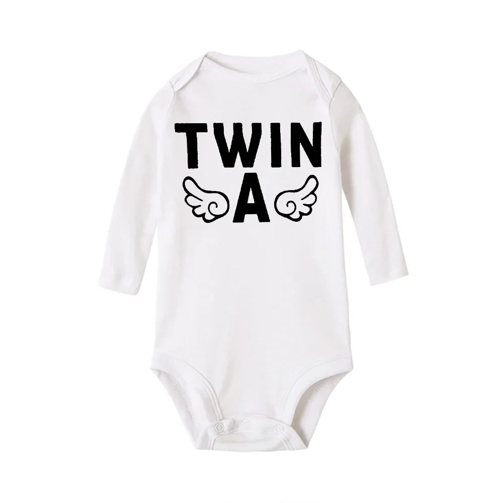 4 Color Newborn Baby Bodysuits Twin Brothers Sisters Long Sleeve Comfortable Infant Jumpsuits Boys Grils Crawling Clothes Winter