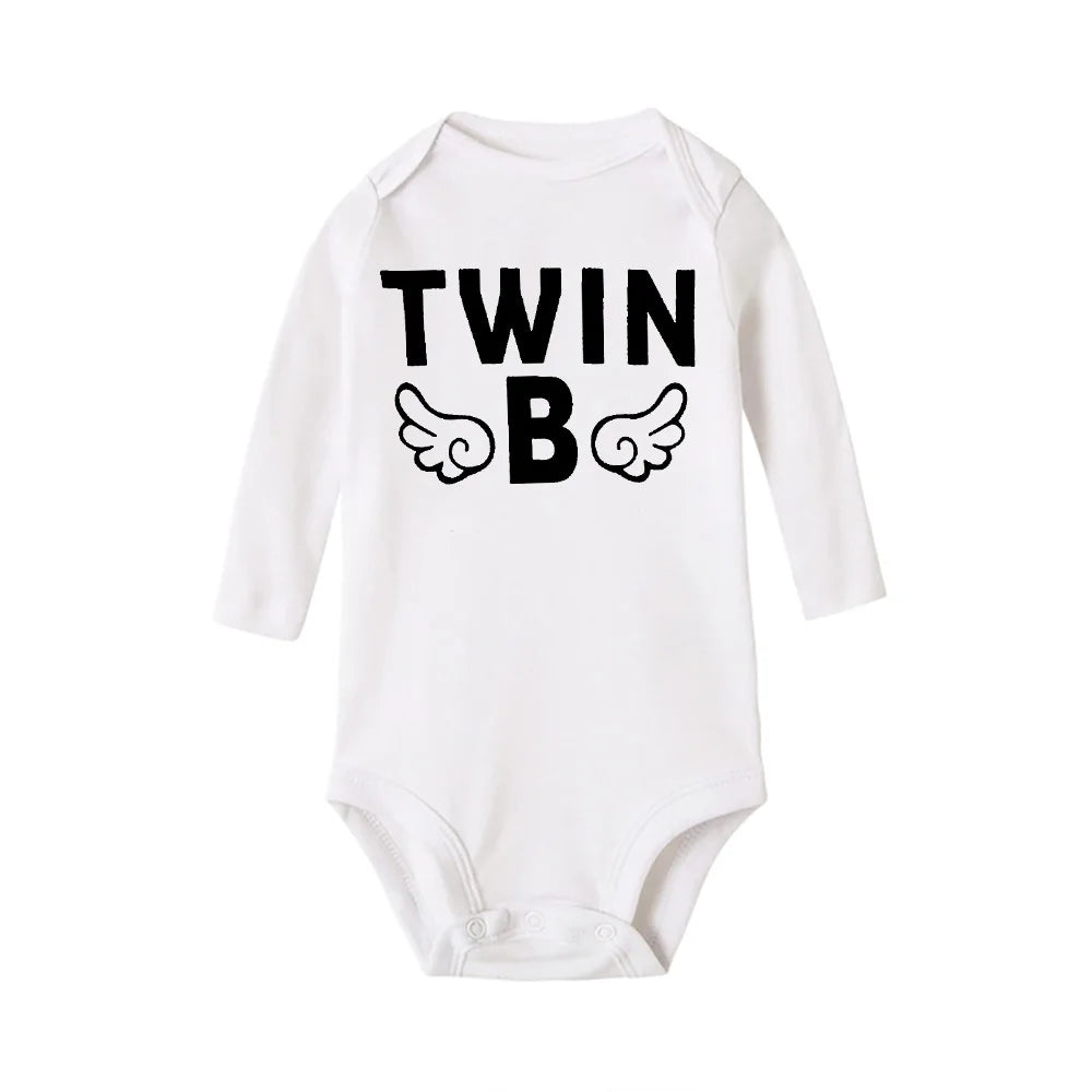 4 Color Newborn Baby Bodysuits Twin Brothers Sisters Long Sleeve Comfortable Infant Jumpsuits Boys Grils Crawling Clothes Winter
