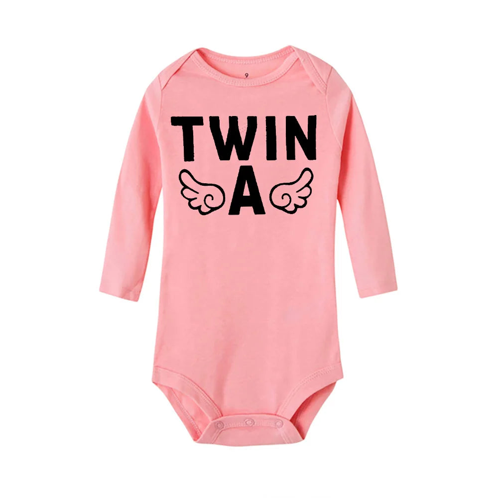 4 Color Newborn Baby Bodysuits Twin Brothers Sisters Long Sleeve Comfortable Infant Jumpsuits Boys Grils Crawling Clothes Winter