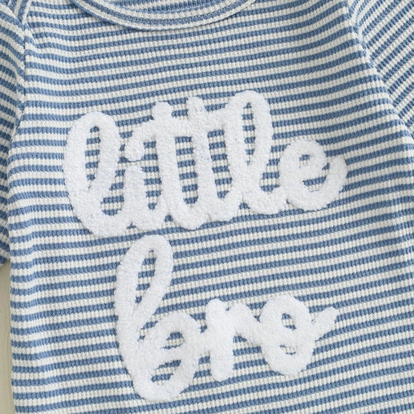 Baby Boys Autumn Striped Jumpsuit Long Sleeve Crewneck Letter Embroidery Romper with Hat