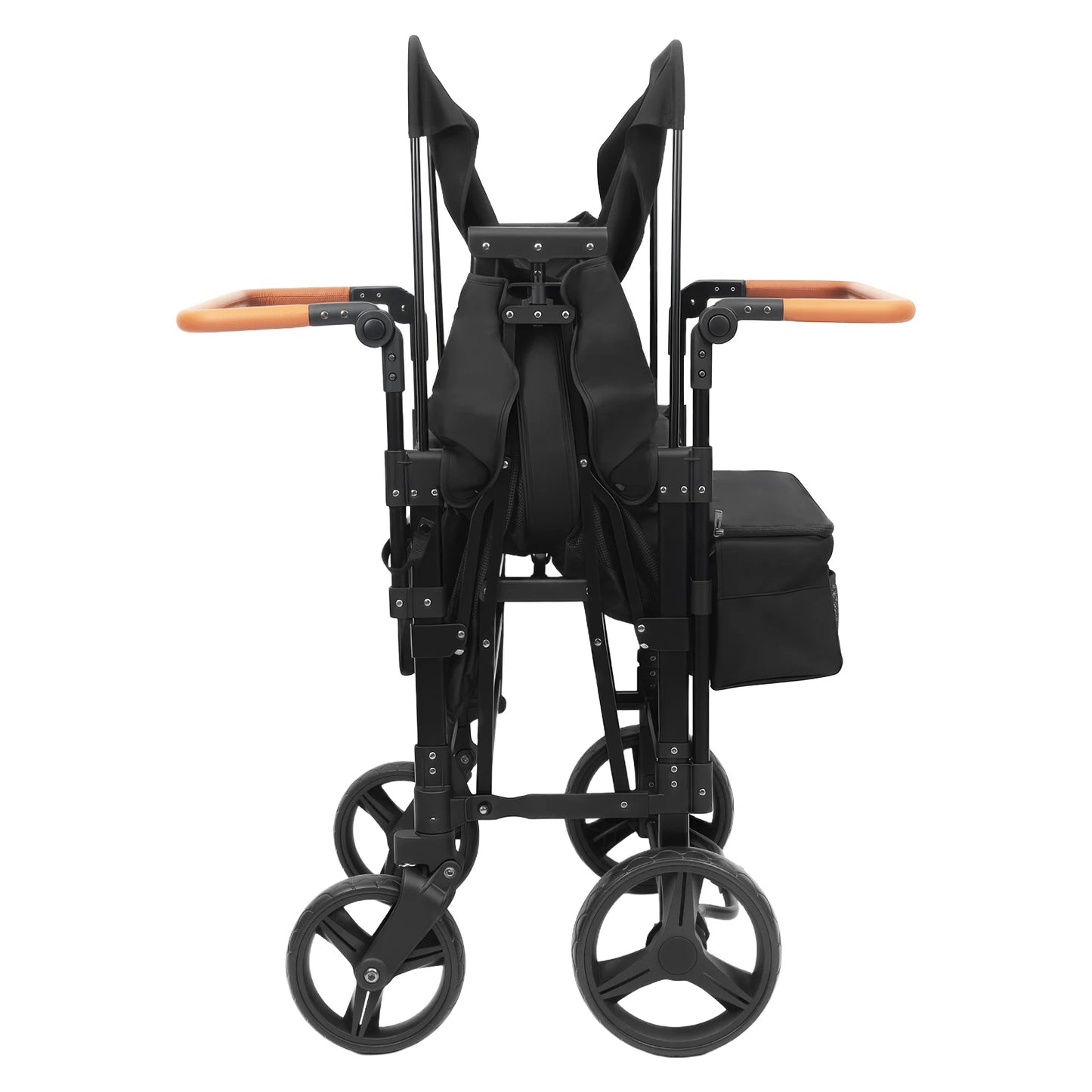4 Seat Baby Wagon Stroller with Lockable Wheels, Extra Long Foldable Pushchair with Adjustable Handle for Beach/Park