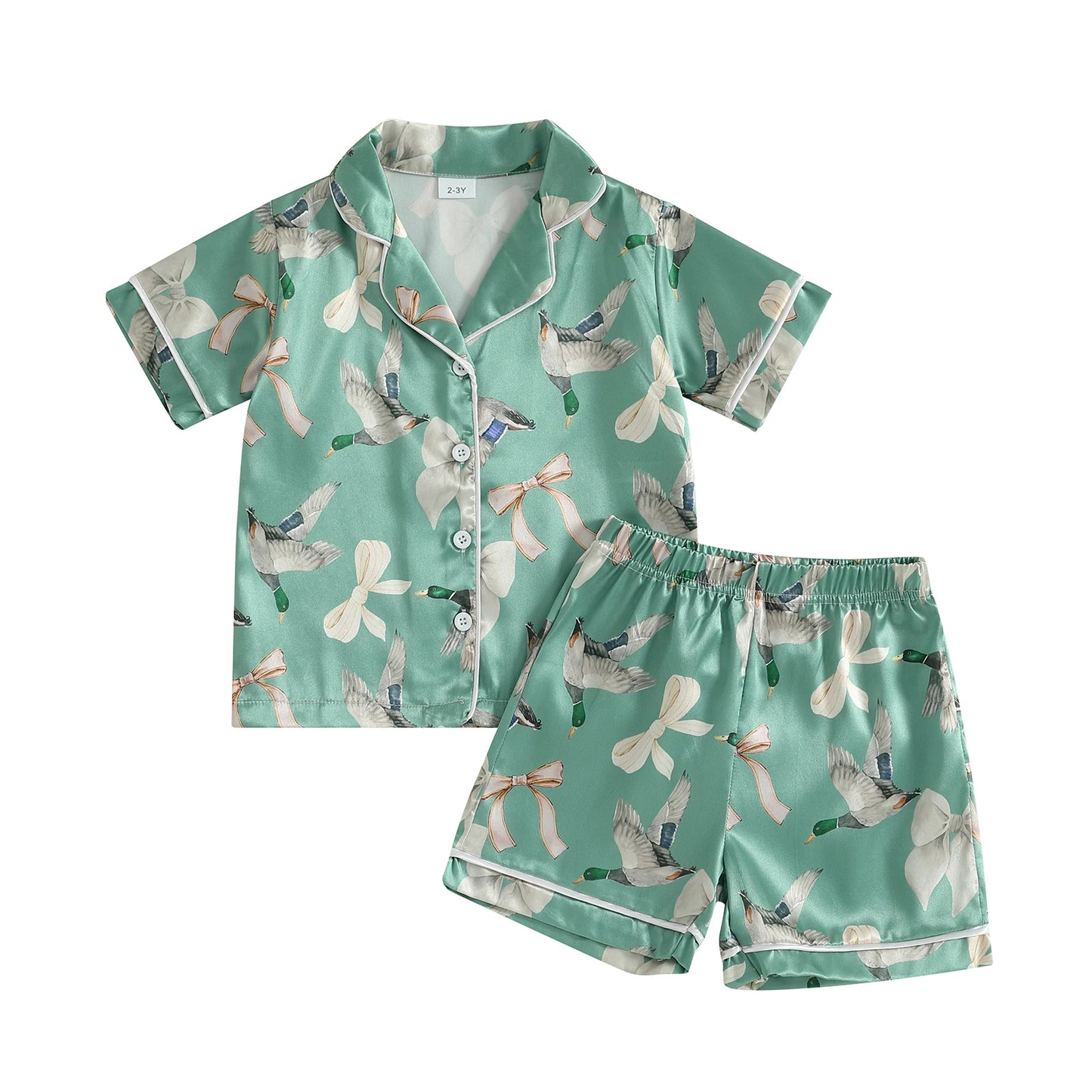 Children s Girls Pajama Set Cute Animal Print Short Sleeve Pajama Top with Cozy Elastic Waist Shorts for a Good Night s Sleep
