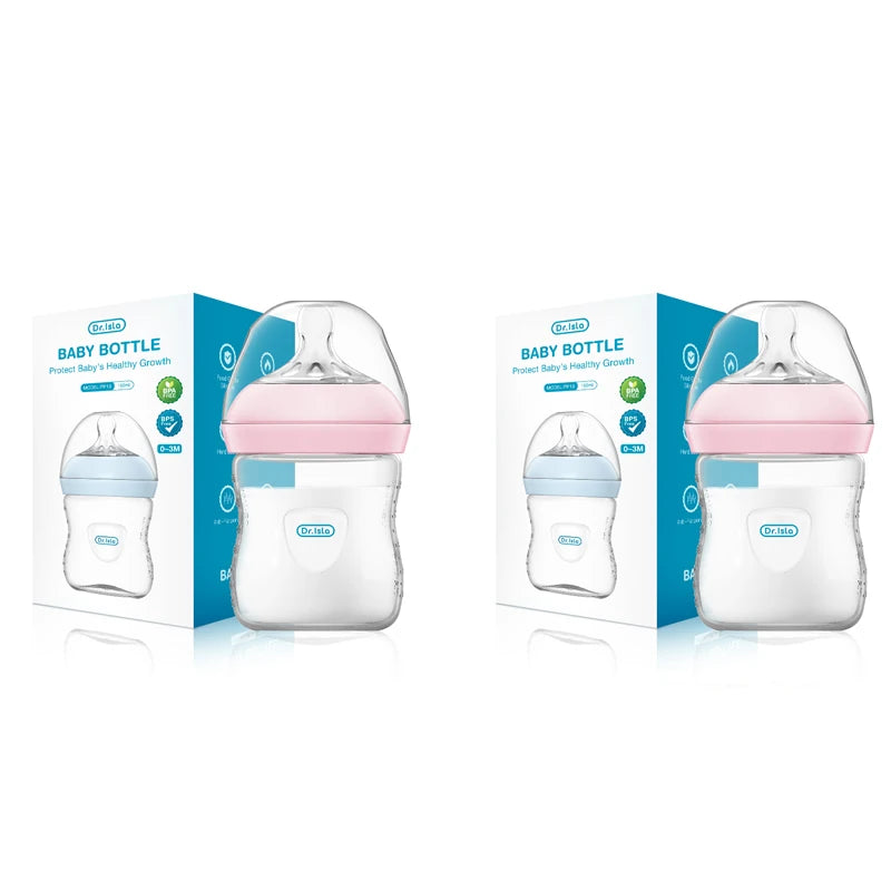 MAMIJOY 2PCS 150/240/330ML Baby Bottle With Handle Anti-bloating＆Anti-drop Clear Scale Newborn Bottle Feeding Bottles PP15/24/33