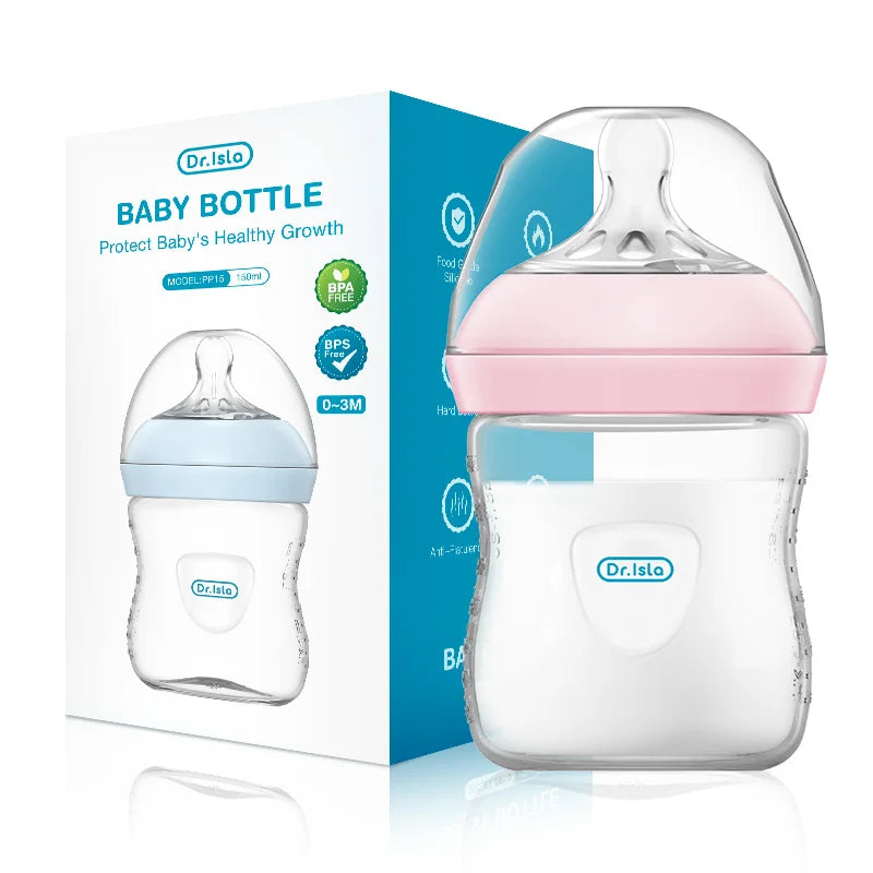 MAMIJOY 2PCS 150/240/330ML Baby Bottle With Handle Anti-bloating＆Anti-drop Clear Scale Newborn Bottle Feeding Bottles PP15/24/33