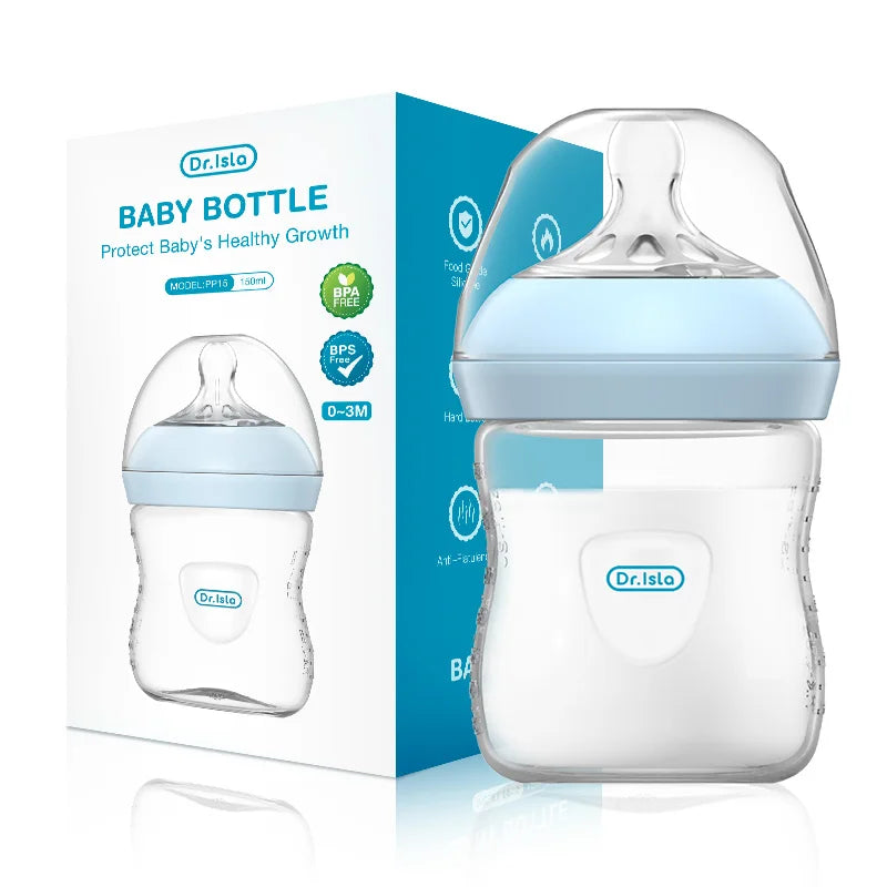 MAMIJOY 2PCS 150/240/330ML Baby Bottle With Handle Anti-bloating＆Anti-drop Clear Scale Newborn Bottle Feeding Bottles PP15/24/33