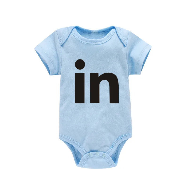 TW &amp; IN Letter Print Newborn Infant Baby Boys Girls Black Bodysuit Twins Romper Jumpsuit Outfits Hipster Baby Clothes 0-24M
