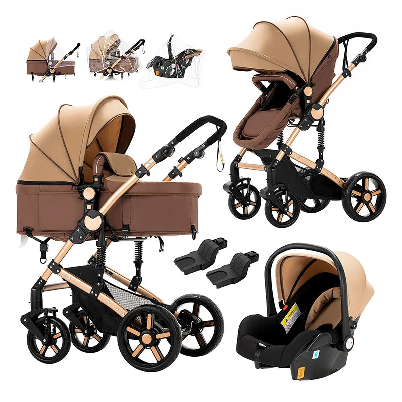 Travel System Stroller Baby Stroller 3 in 1 Foldable Stroller Baby Accessories Stroller with Storage Basket Car Seat for Newborn