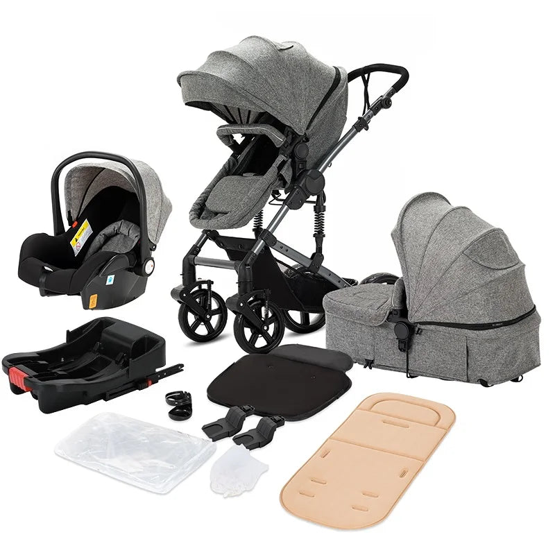 Travel System Stroller Baby Stroller 3 in 1 Foldable Stroller Baby Accessories Stroller with Storage Basket Car Seat for Newborn