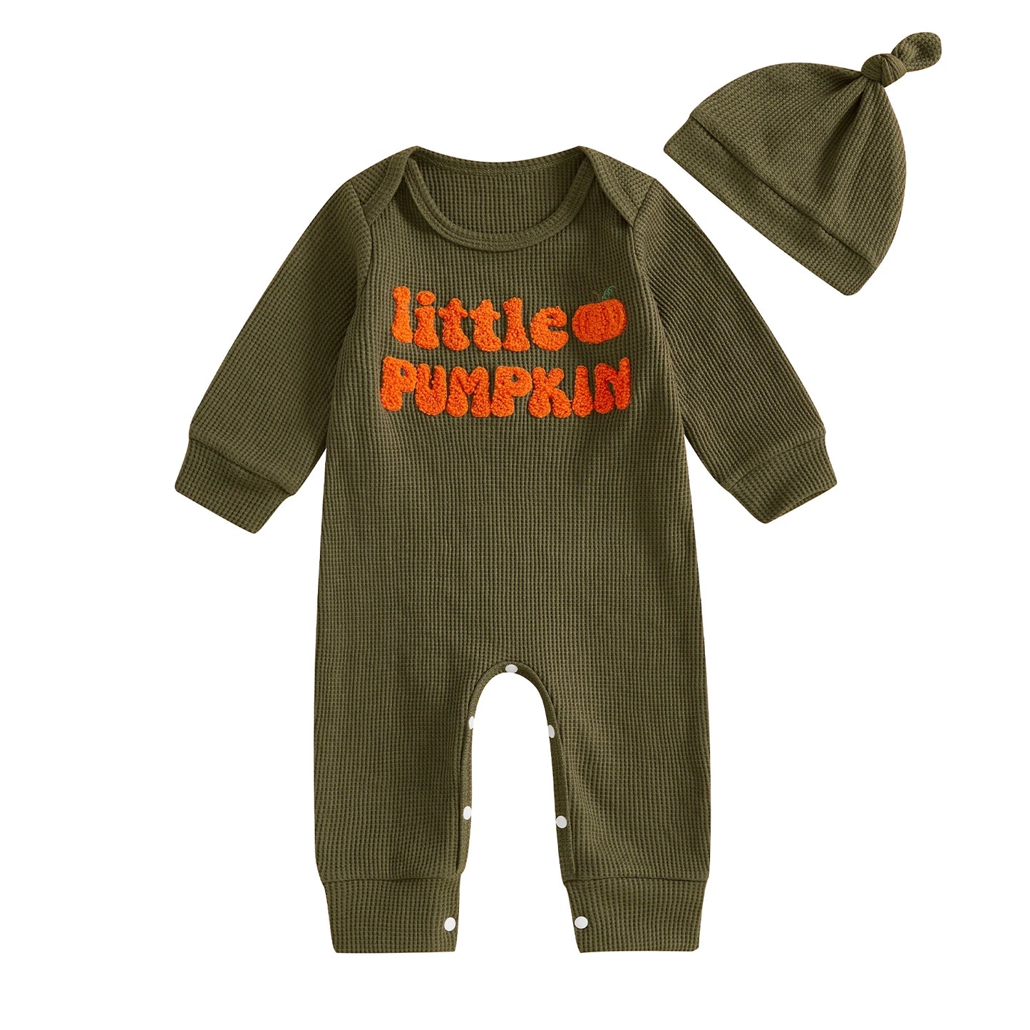 Autumn Halloween Infant Baby Boys Jumpsuit Long Sleeve Letter Pumpkin Embroidery Romper Hat Fall Clothes