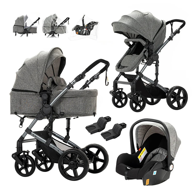 Travel System Stroller Baby Stroller 3 in 1 Foldable Stroller Baby Accessories Stroller with Storage Basket Car Seat for Newborn