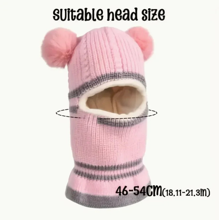 Winter Knit Cap, Scarf And Mask Cap, Earmuffs Windproof Ear Protection, Hot Lining, Suitable for Boys And Girls