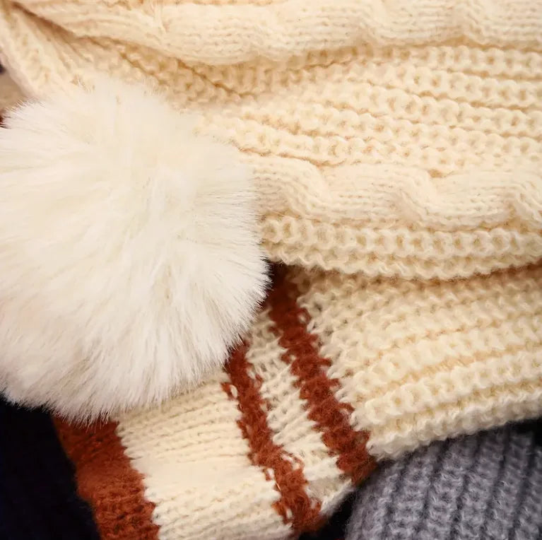 Winter Knit Cap, Scarf And Mask Cap, Earmuffs Windproof Ear Protection, Hot Lining, Suitable for Boys And Girls