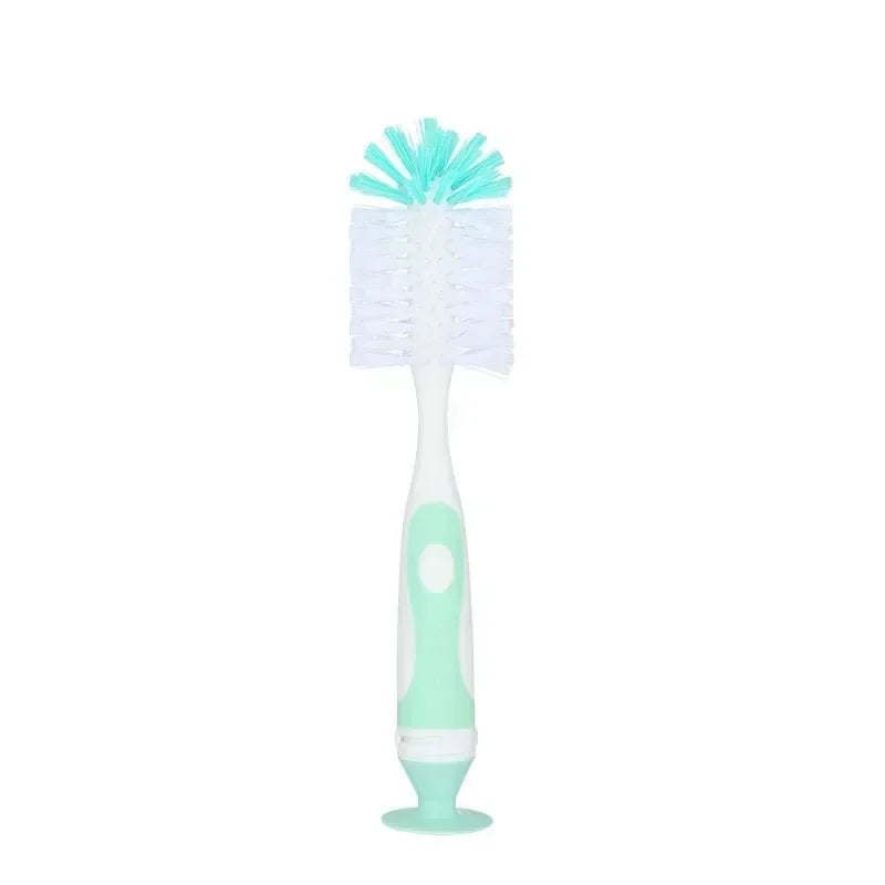 2 in 1 Mother-child Nylon Baby Bottle Cup Cleaning Brush Suction Stand Type Feeding Clean Tool Set