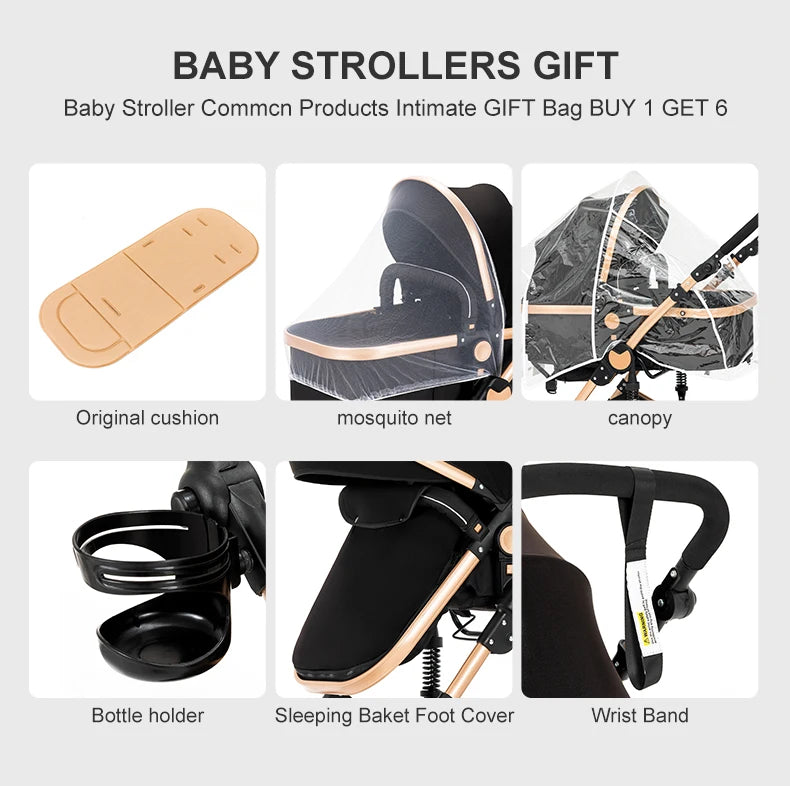 Travel System Stroller Baby Stroller 3 in 1 Foldable Stroller Baby Accessories Stroller with Storage Basket Car Seat for Newborn