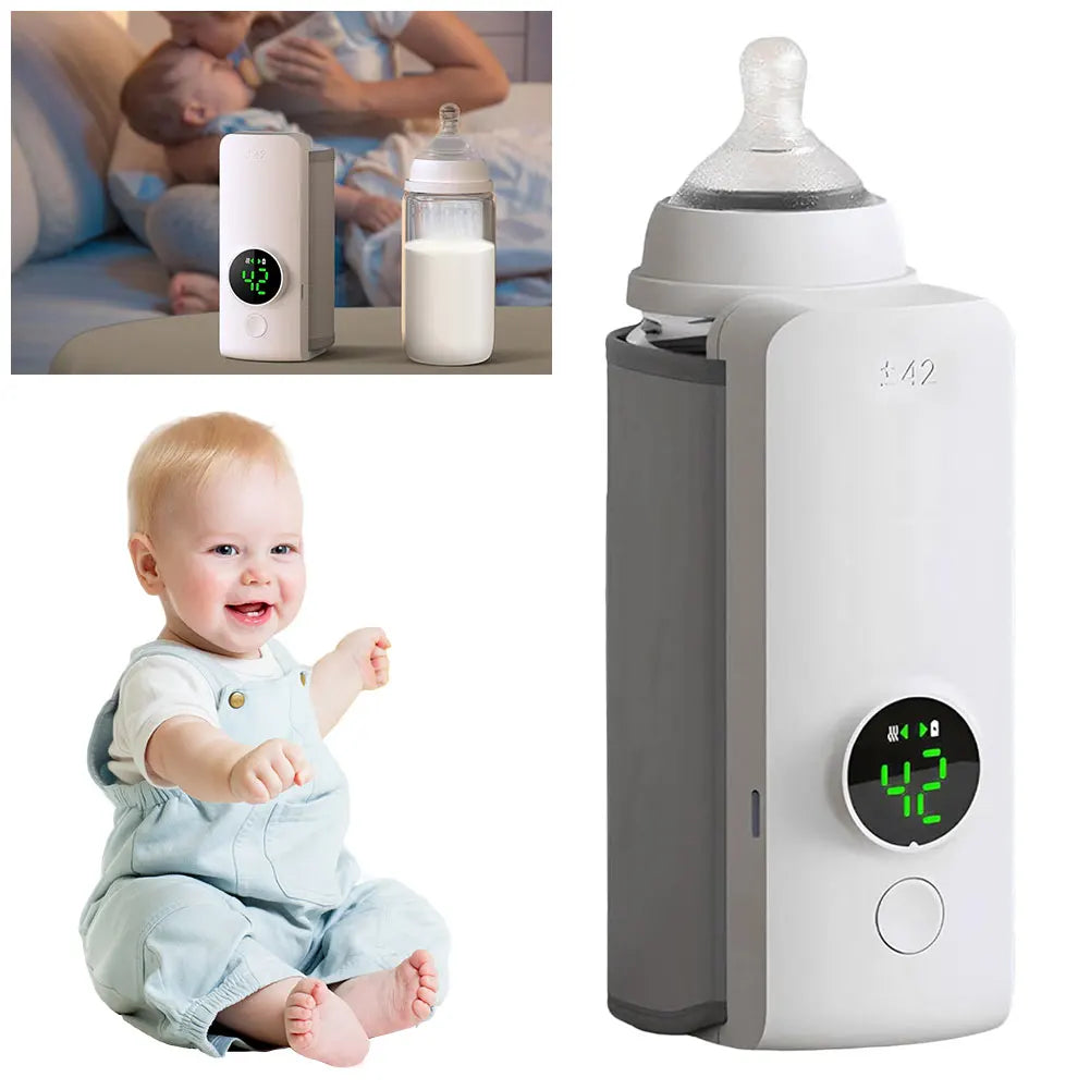 Portable Bottle Warmer Rechargeable Cordless Milk Warmer with Temperature Control Travel Warmer for Traveling Camping Home