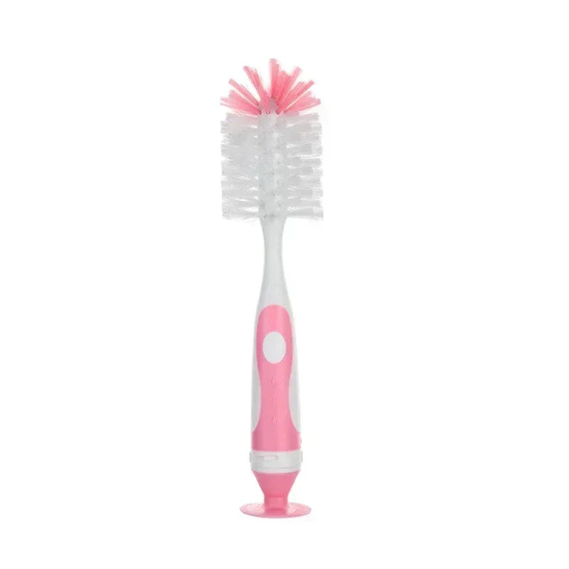 2 in 1 Mother-child Nylon Baby Bottle Cup Cleaning Brush Suction Stand Type Feeding Clean Tool Set