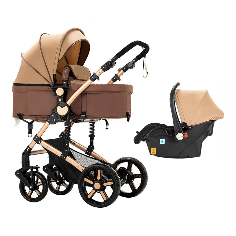 Travel System Stroller Baby Stroller 3 in 1 Foldable Stroller Baby Accessories Stroller with Storage Basket Car Seat for Newborn