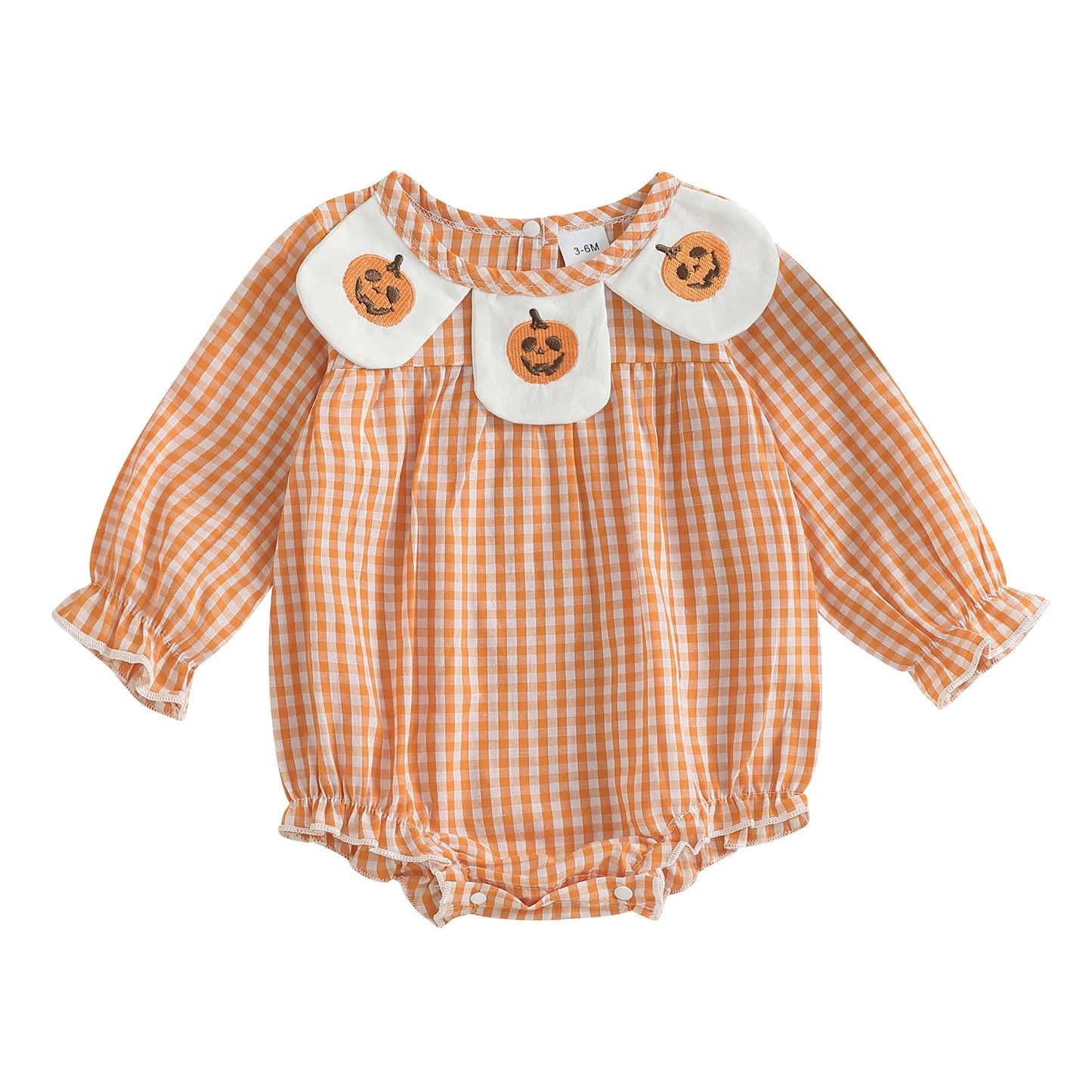 Infant Girls Halloween Rompers with Witch Hat Embroidery and Striped Long Sleeve Bodysuits for Trick-or-Treating Fun