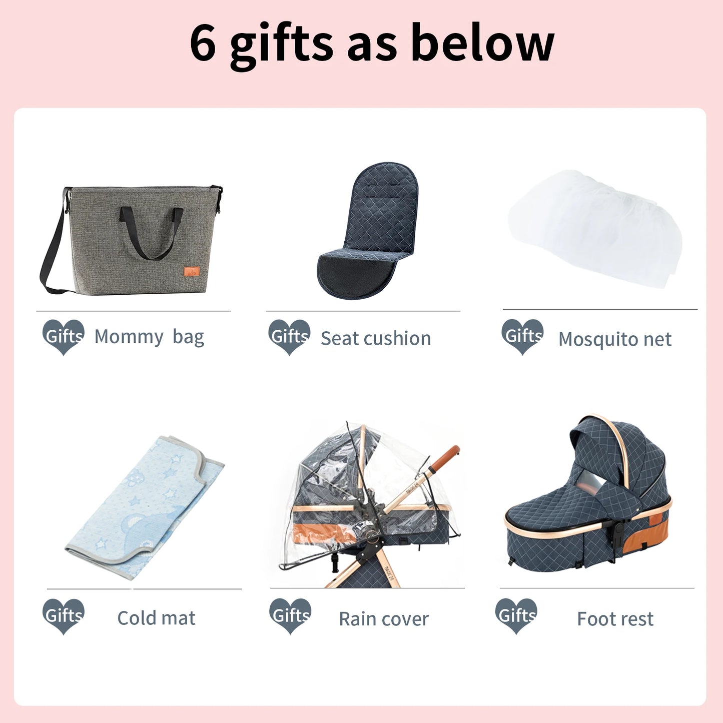 3‑in‑1 Baby Stroller Travel System Pushchair Lightweight Pram from Birth All‑Terrain Baby Compact Fold Stroller with 4 wheels