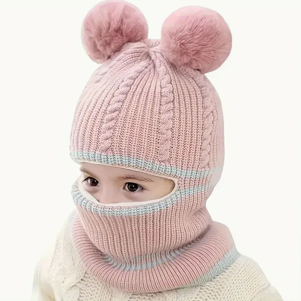 Winter Knit Cap, Scarf And Mask Cap, Earmuffs Windproof Ear Protection, Hot Lining, Suitable for Boys And Girls