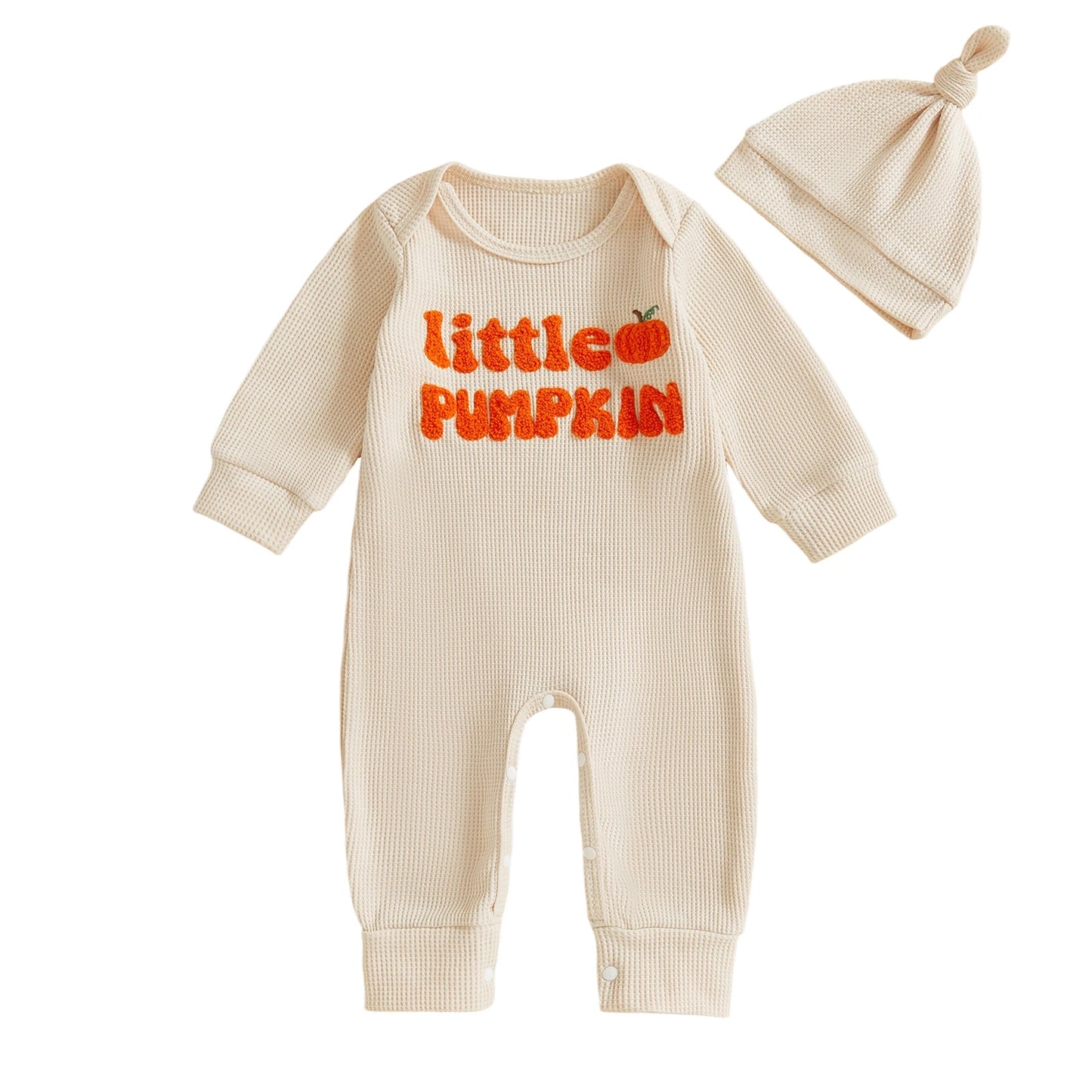 Autumn Halloween Infant Baby Boys Jumpsuit Long Sleeve Letter Pumpkin Embroidery Romper Hat Fall Clothes