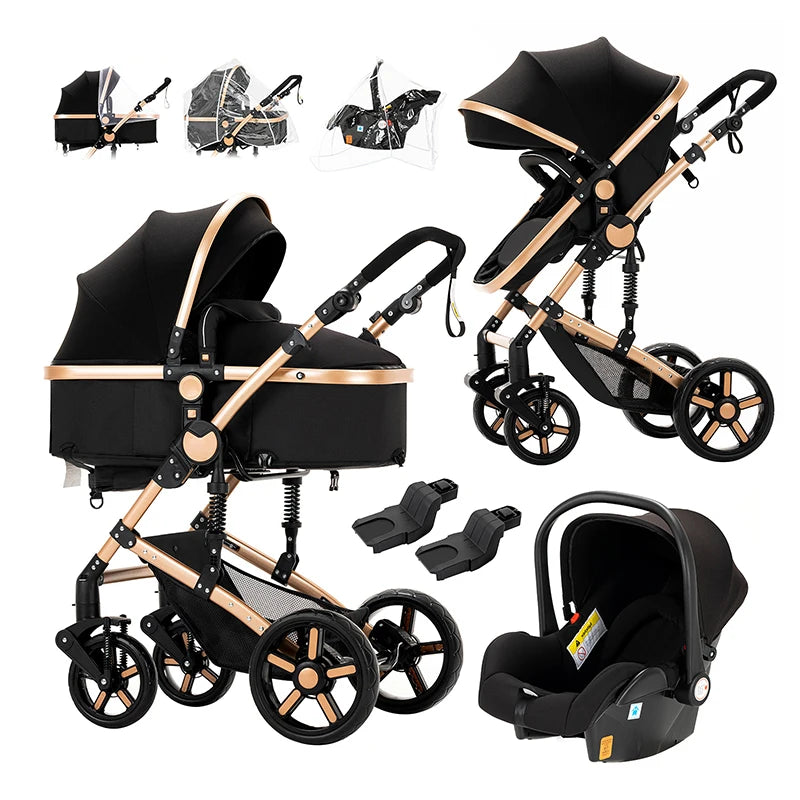 Travel System Stroller Baby Stroller 3 in 1 Foldable Stroller Baby Accessories Stroller with Storage Basket Car Seat for Newborn