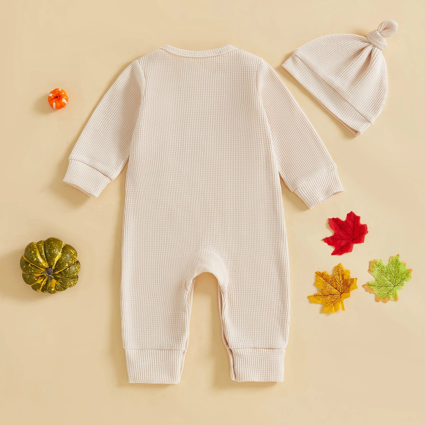 Autumn Halloween Infant Baby Boys Jumpsuit Long Sleeve Letter Pumpkin Embroidery Romper Hat Fall Clothes