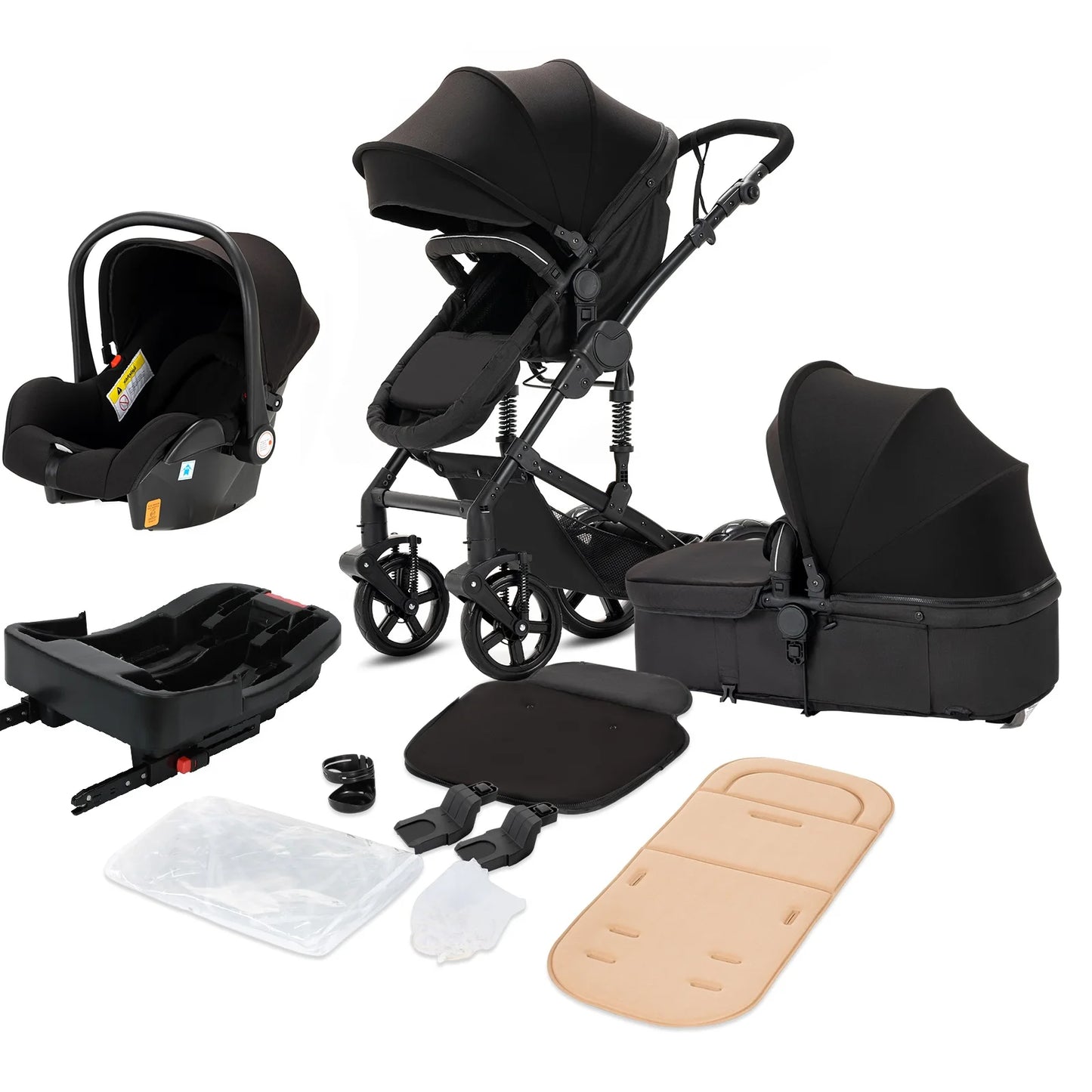 Travel System Stroller Baby Stroller 3 in 1 Foldable Stroller Baby Accessories Stroller with Storage Basket Car Seat for Newborn