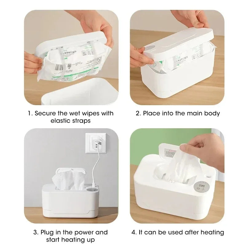 Portable Baby Wet Wipe Heater Baby Wipe Heater with LED Display Wipe Heater Wipe Heating Box USB Charging Temperature Regulation
