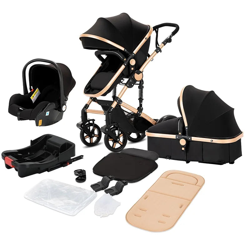 Travel System Stroller Baby Stroller 3 in 1 Foldable Stroller Baby Accessories Stroller with Storage Basket Car Seat for Newborn