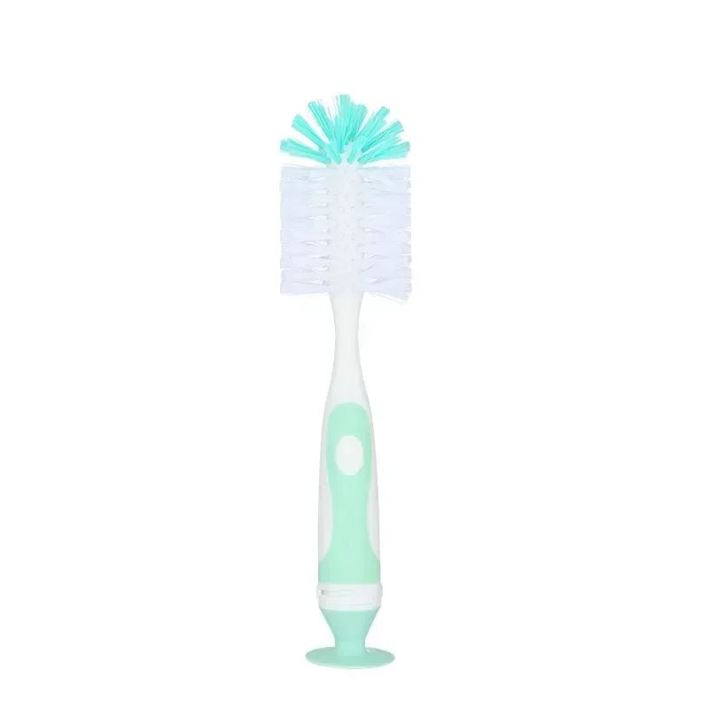 2 in 1 Mother-child Nylon Baby Bottle Cup Cleaning Brush Suction Stand Type Feeding Clean Tool Set