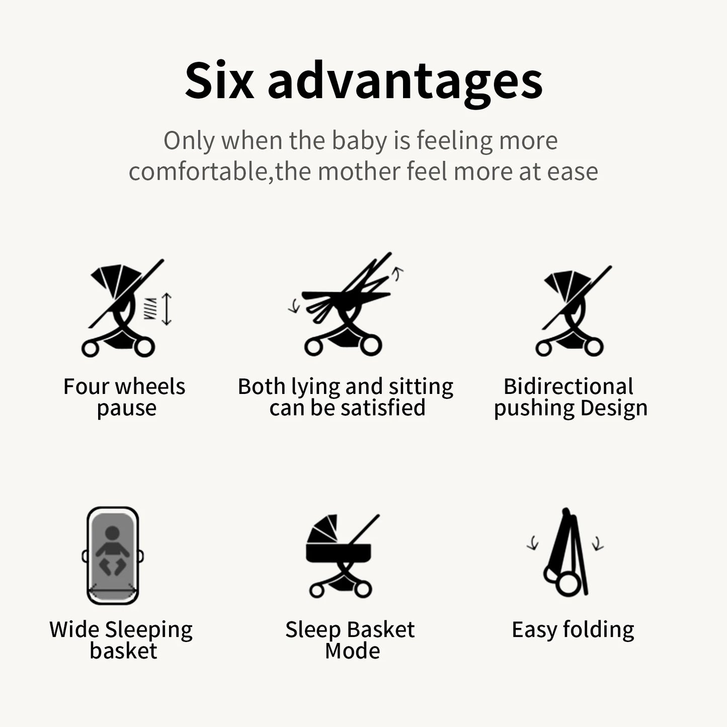 3‑in‑1 Baby Stroller Travel System Pushchair Lightweight Pram from Birth All‑Terrain Baby Compact Fold Stroller with 4 wheels