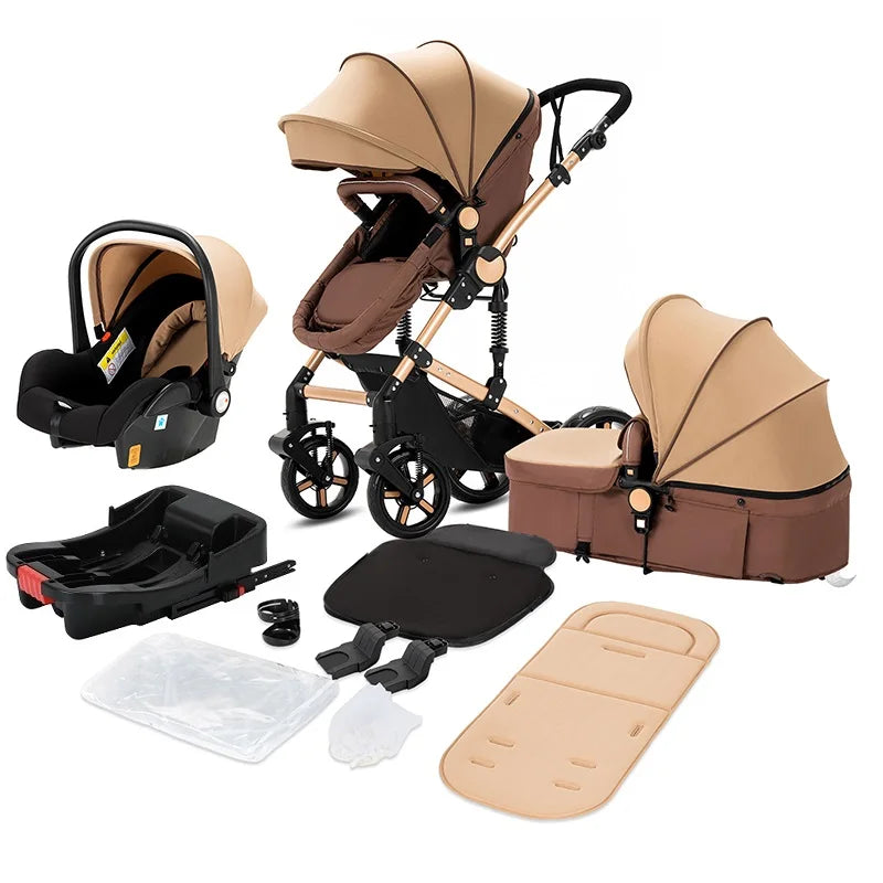 Travel System Stroller Baby Stroller 3 in 1 Foldable Stroller Baby Accessories Stroller with Storage Basket Car Seat for Newborn
