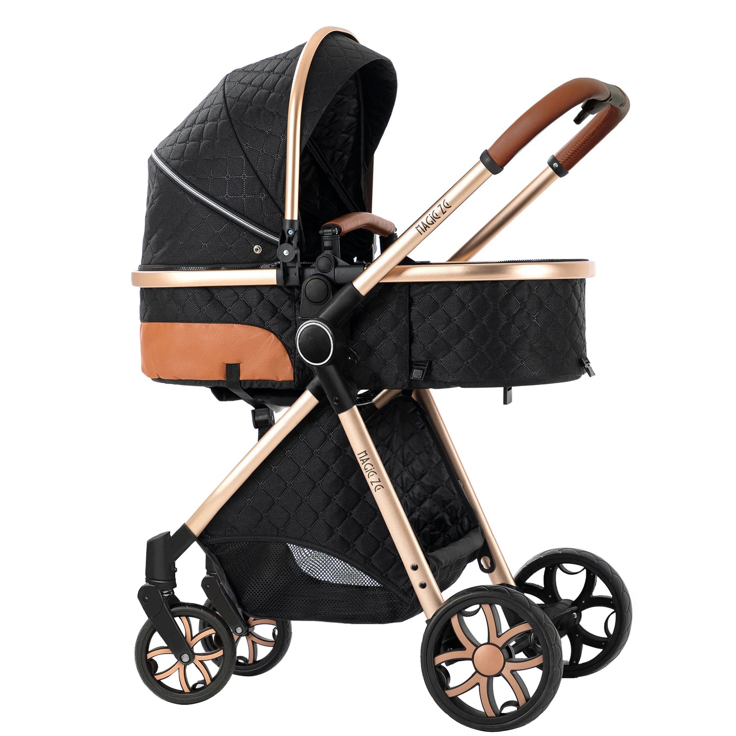 3‑in‑1 Baby Stroller Travel System Pushchair Lightweight Pram from Birth All‑Terrain Baby Compact Fold Stroller with 4 wheels