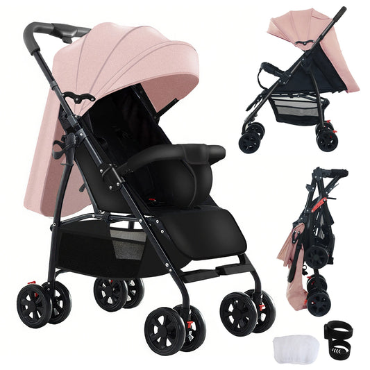 Lightweight Baby Stroller Compact Travel System Reclining Seat Convertible Bassinet Pushchair Infant 0-36 Mouths Travel Stroller