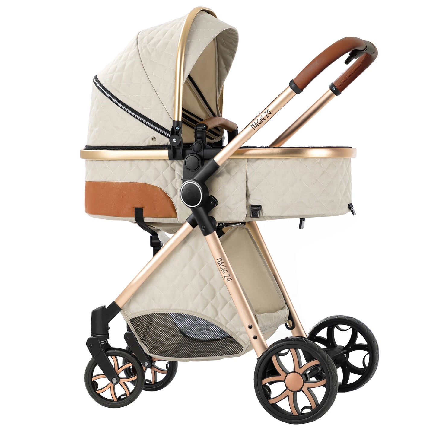 3‑in‑1 Baby Stroller Travel System Pushchair Lightweight Pram from Birth All‑Terrain Baby Compact Fold Stroller with 4 wheels
