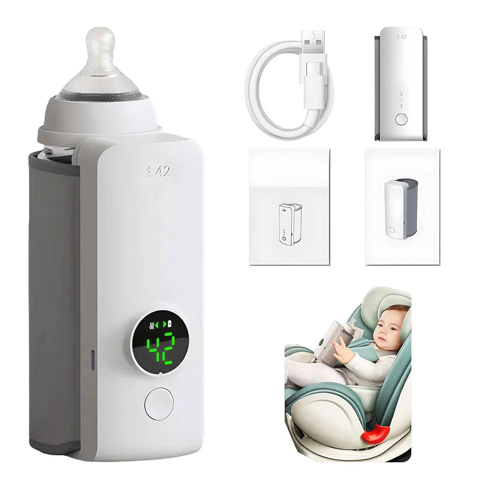 Portable Bottle Warmer Rechargeable Cordless Milk Warmer with Temperature Control Travel Warmer for Traveling Camping Home