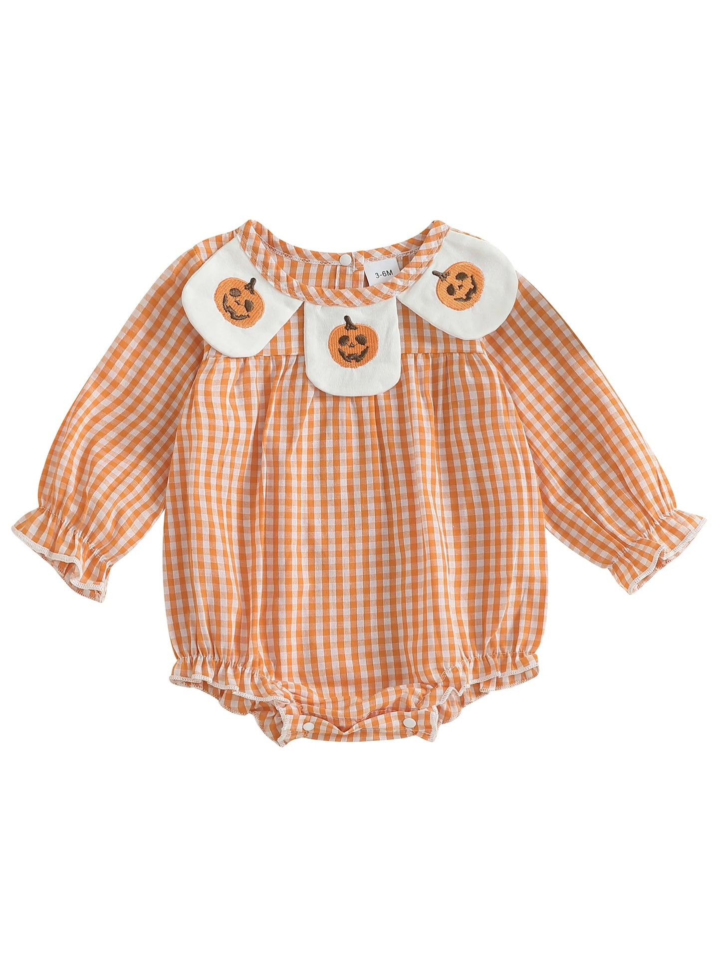 Infant Girls Halloween Rompers with Witch Hat Embroidery and Striped Long Sleeve Bodysuits for Trick-or-Treating Fun