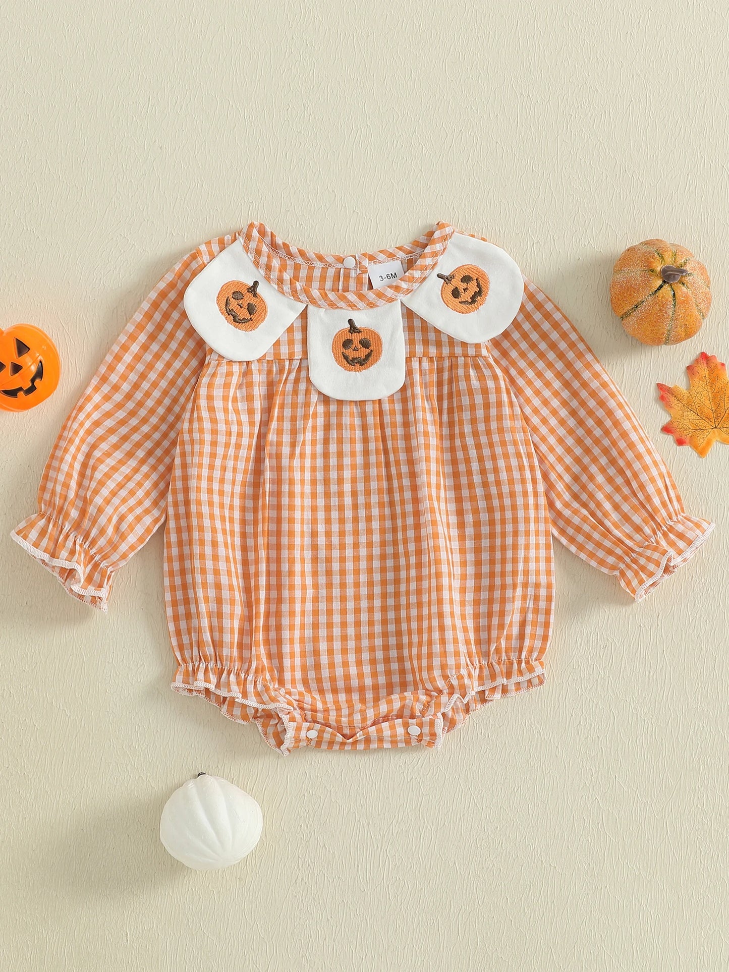 Infant Girls Halloween Rompers with Witch Hat Embroidery and Striped Long Sleeve Bodysuits for Trick-or-Treating Fun
